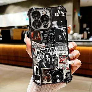 Gosu.casestoree Horror Movie Halloween Phone Case Scary Scream Terrifier Cover for iPhone 17 16 15 14 13 12 Max Pro Gift IPSJDPT3 Electroplating Impact Resistant Shockproof Screen Protector Casing