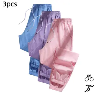 3-pack new women’s quick-dry jogger sweatpants, drawstring elastic waistband, lightweight casual joggers with pockets, suitable for fitness, running, and workouts