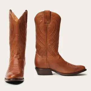 Men's Stetson Mossman Roper Leather Boots Handcrafted Brown