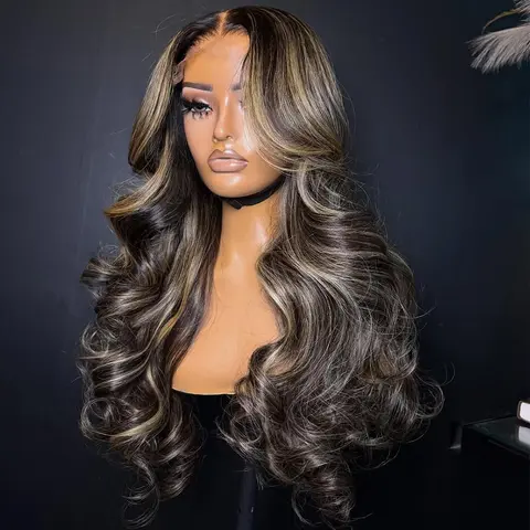 P1B/27 13x6 13x4 Highlight Blonde Body Wave Lace Frontal Wigs Human Hair Honey Blonde Colored 5x5 Lace Closure Glueless 13X6 Drawstring Wigs Human Hair Pre Plucked for Women with Baby Hair