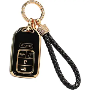 Car Key Fob Cover, Soft TPU Full Protection Key Case Cover For Honda Accord Civic CRV Pilot Ridgeline Odyssey Passport Remote Key Protector，Stylish new diamond set for men and women