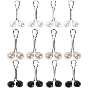 12 count Multicolor Headscarf  Pins Clips U Shape Hijab Scarf Lady Muslim Scarf Shawl Clips Scarf Brooches Pin  Accessories(White and  and Black)