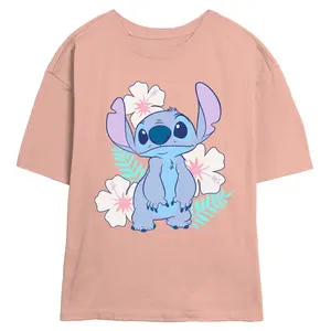 Junior's Lilo & Stitch Floral Cutie T-Shirt
