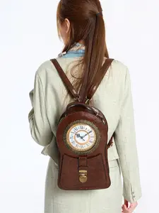 2026 New Large Capacity Retro Backpack, Trendy Backpack, Clock Shape Unique Women's Time Bag, Angola Personality Watch Crossbody Bag, Creative 3D Handbag