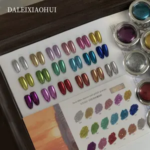 Mirror Powder Nail Polish Zero-Fall Glossy Finish, Ultra-Bright Super Fine Highlighting 18 Colors Aurora Effect, Glitter Powder