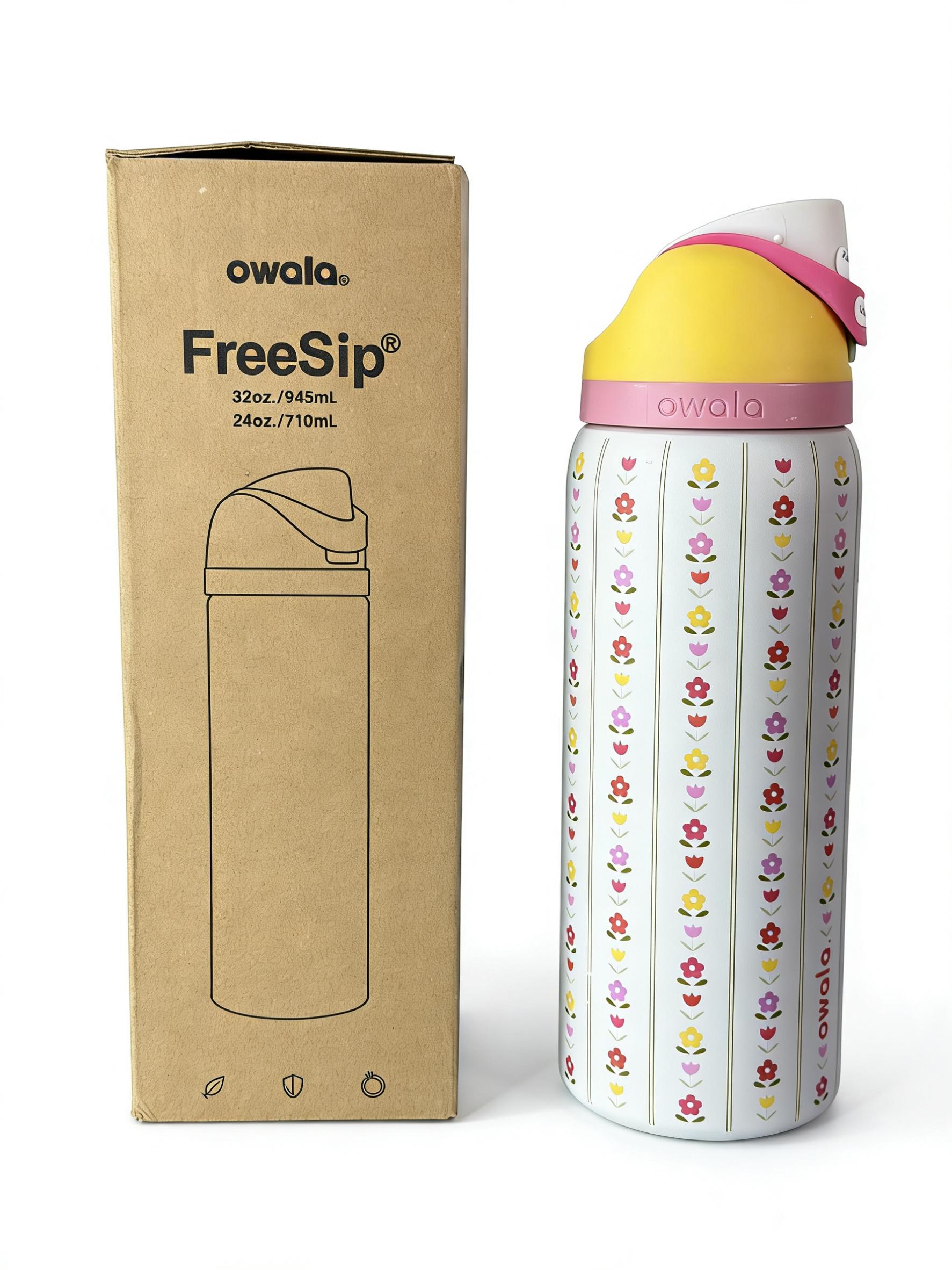 Owala 32oz Sport Water Bottle Color Drop Floral 24hr ColdRetention BPA-Free Lightweight Reusable Drinkware Flask with Portable Mug Lid & Ice Cubes Stylish Tumbler