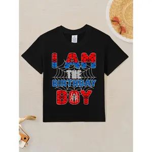 Spider Web Birthday Party Im The Birthday Boy Novelty Aesthetic Graphic Kid TShirt Cute Kid T Shirts Trending Tees Tops for Kid