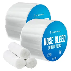 PlastCare Nose Bleed Stoppers for Kids & Adults - 100 Extra Absorbent Cotton Rolls to Stop Nosebleeds