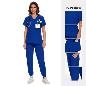 Cozyfit Scrubs for Women Nova Vital Set - V-Neck Top & Cargo Pants with 10 Pockets Clothes Womenswear Workwear Comfort