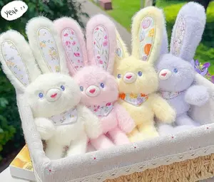Cute Rabbit Plush Keychain 12 Inches Changeable Posture Bunny Bag Charm for Women Men with Lobster Clasp and Metal Ring Perfect Gift Idea