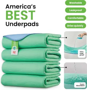 Washable Incontinence Bed Underpads , 34"x36" Reusable Waterproof Bed Pads, 100% Leakproof & Ultra Absorbent for Adults, Kids & Pets