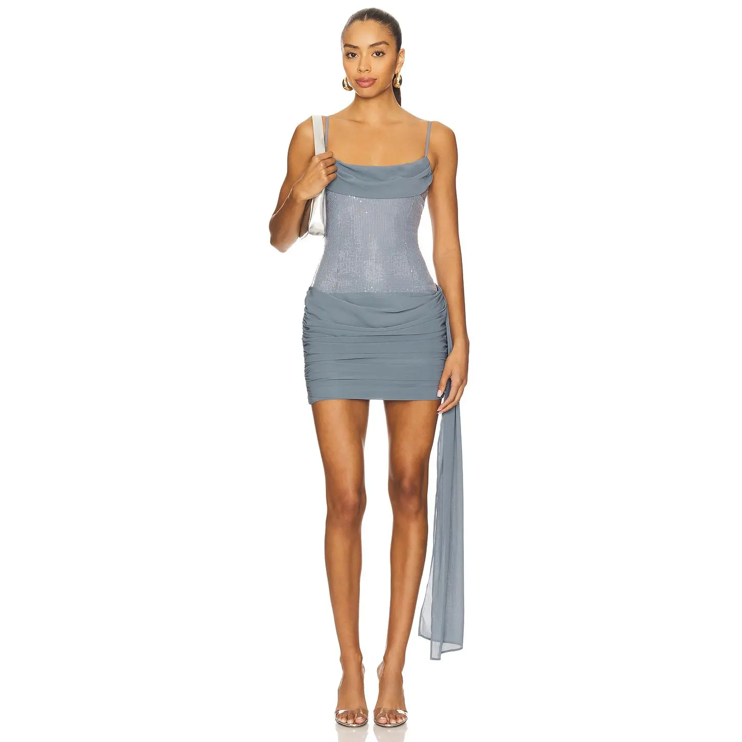 Runaway The Label Seanna Ruched Mini Dress in Steel