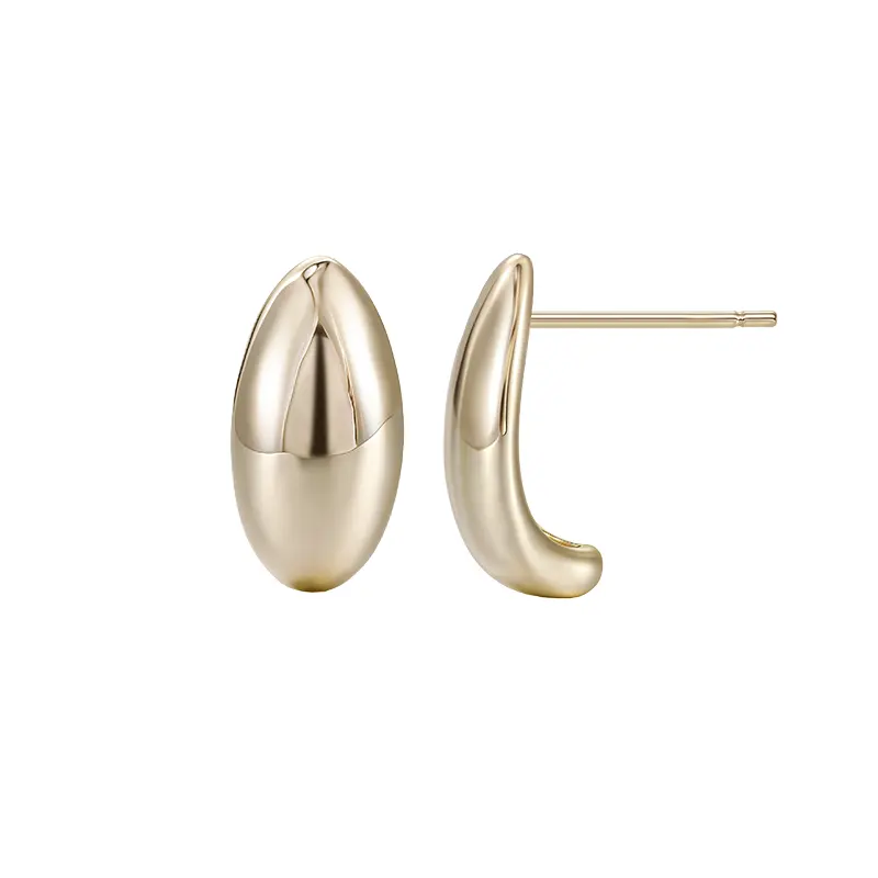 FINDURINGS 14K Gold Plated 925 Sterling Silver Post Teardrop Chunky Hoop Earrings Lightweight Drop Earrings for Women