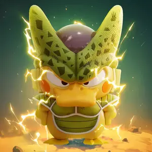 Angry Duck x Dragon Ball Cell Cosplay Figure Interchangeable Parts Anime Collectible for Desk Setup Car & PC Case Decor Gift for Anime Enthusiasts PVC Material