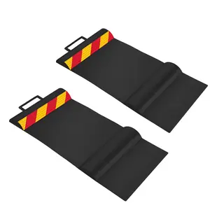 RaxGo Car Parking Mat, Parking Stopper for Garage with Anti-Skid Grips & Handles, Black - Pack of 2