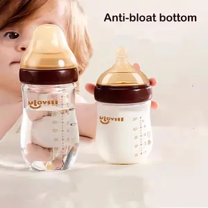 Anti-bloat Bottom Design Baby Bottle, 1pc 120ml/160ml/240ml Glass Baby Bottles, Easy to Clean, Hygiene, Safe Feeding Supplies for Newborns & Infants