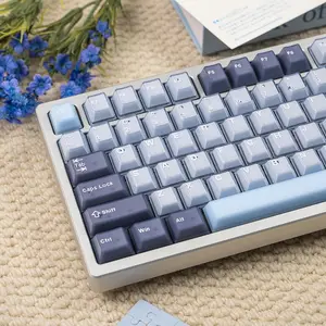164  Dark Blue Translucent Keycaps PBT Doubleshot Cherry Profile Jelly Keycaps Set Fit for 61/64/87/104/108 Cherry Mx Switches Mechanical Keyboards