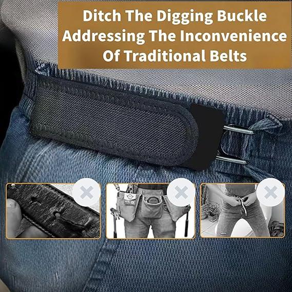 2PCS No Buckle Belt Belt Hook, Tactical Metal Hook Elastic Belt, Unisex Adjustable Magic Tape No Buckle Edc Band, Suitable for Work and Daily Wear