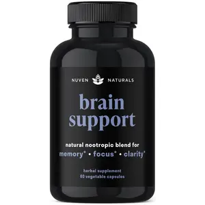 Brain Support Supplement - Natural Memory and Focus Supplement with Lion’s Mane, Ginkgo Biloba, Bacopa Monnieri & Ashwagandha Root | 60 Capsules