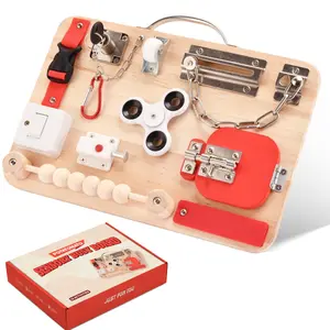 Montessori Busy Board for Toddlers - Wooden Sensory Educational Fidget Toys - Activity Board for Kids Baby Boys Girls - Autism, ADHD- Fine Motor Kids Travel Toys