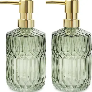 2 Pack Nordic Style Luxury Glass Lotion Bottles, Home Use Dispenser Pump Bottle, Hotel Suitable Shower Gel Container