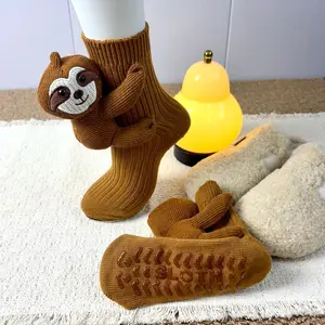 3D Knit Animal Socks,Winter Warm Thick Funny Animals Long Stocking Socks,Hand Crocheted Double-Layer Cotton Sock