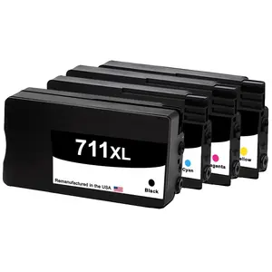 U.S. Remanufactured for HP 711XL 80-ml Black / 711 29-ml 3 Color Ink Cartridge Combo Pack OEM Chip