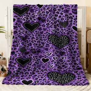 Indulge in warmth and style with this Purple Leopard Print Heart Flannel Blanket. Crafted from high - quality flannel, it delivers a luxuriously soft and warm touch, ideal for chilly days or coz