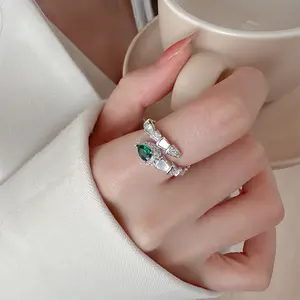 Women's Elegant Adjustable Snake Ring with Natural Shell & Micro Zircon in Gold/Silver Fashion OL Chic Commute Accessory Perfect Gift for Fashion Lovers