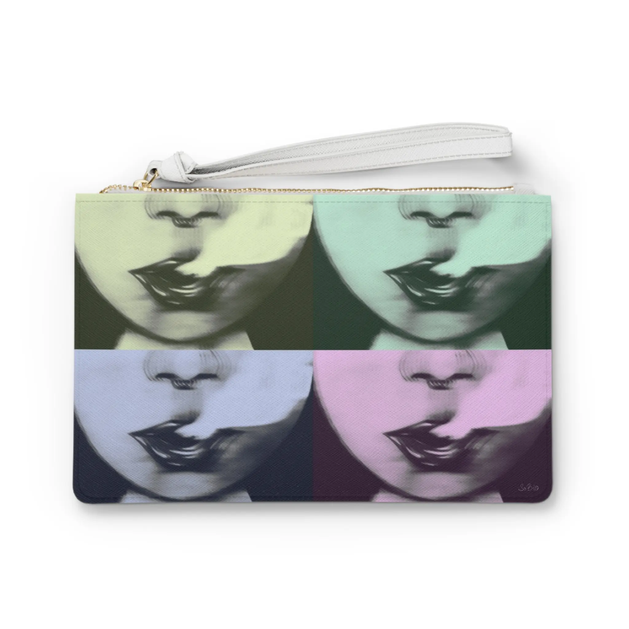 Pop Art Lip Quartet Clutch Bag | Retro Color Block Lips Wristlet