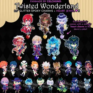 TWISTED WONDERLAND Heart Jewel Glitter Epoxy Acrylic Charms Twst