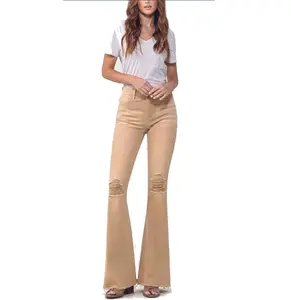Vervet Denim Khaki Flare Bellbottom Jeans (Distressed & Stretchy)
