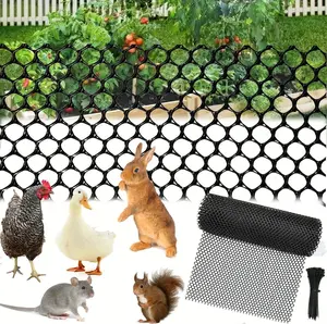 Black Plastic Chicken Wire Fence Mesh,Plastic Wire Mesh Fence Roll 7.87IN x5.91FT - Plastic Wire Mesh Fence with 25 Straps Suitable for Garden Guardrails, Poultry, and Rabbits