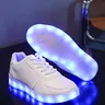 16 Color Modes USB Rechargeable LED Light Up Shoes for Men Women, EUR 35-45 White Leather Glow Sneakers, Unisex Adults Teens Shuffle Dance Party Shoes, Lightweight Anti-Slip Athletic Sneakers, Sporty Casual Shoes, Birthday Gifts