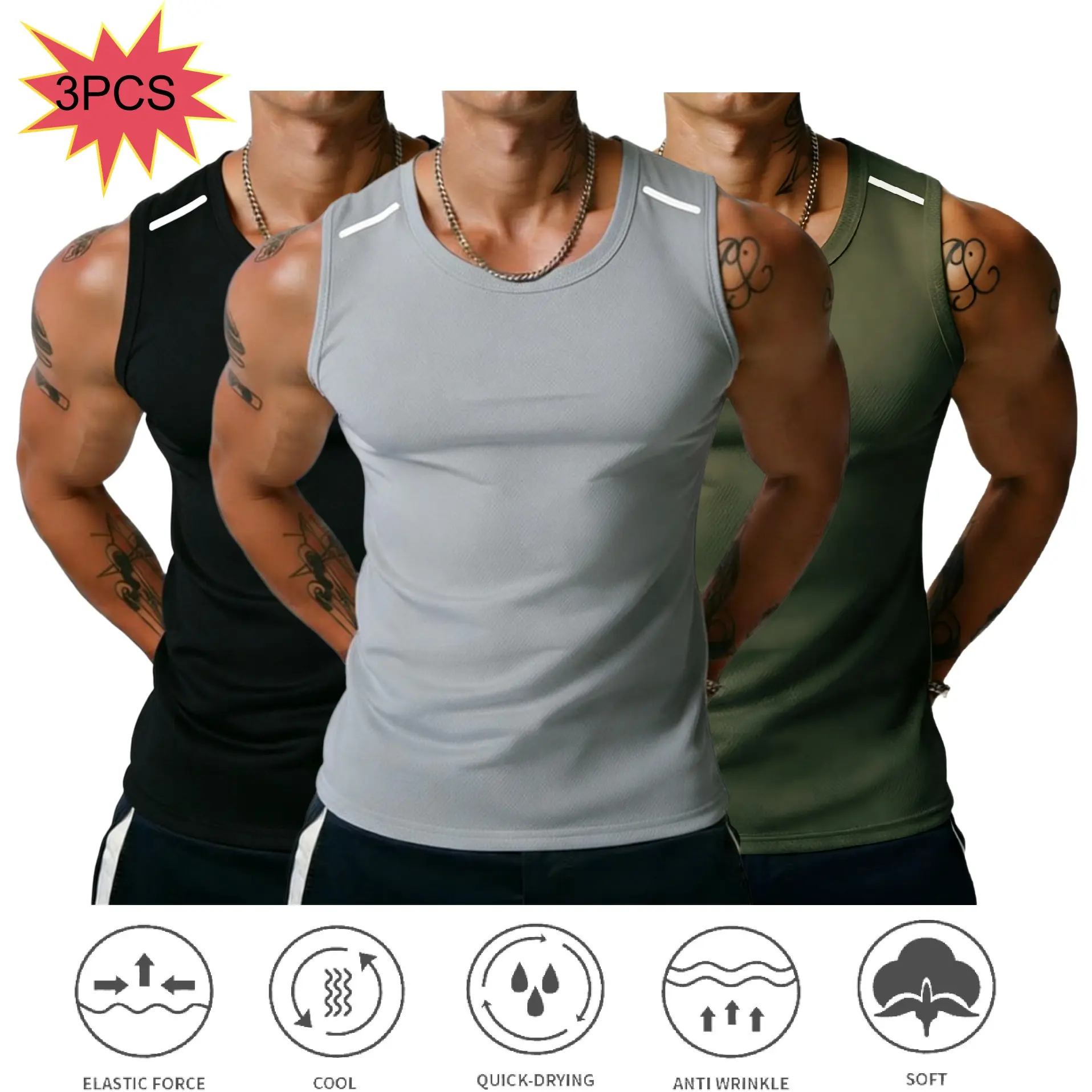 Black + Light Gray + Army Green