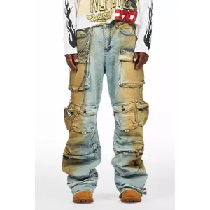 Mahesh Dirty Blue Baggy Cargo Jean