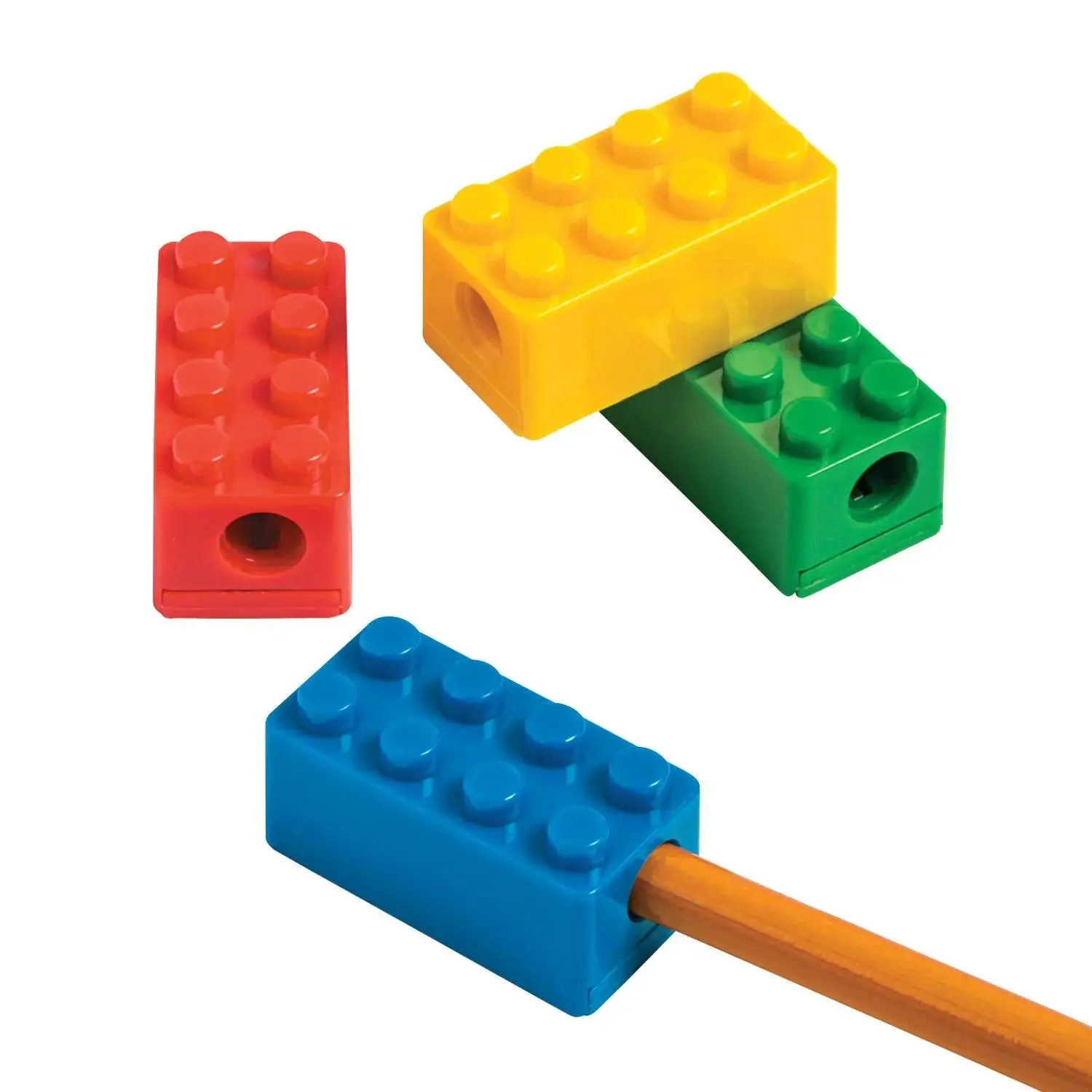 1 1/2" x 3/4" Brick Party Plastic Pencil Sharpeners - 12 Pc.