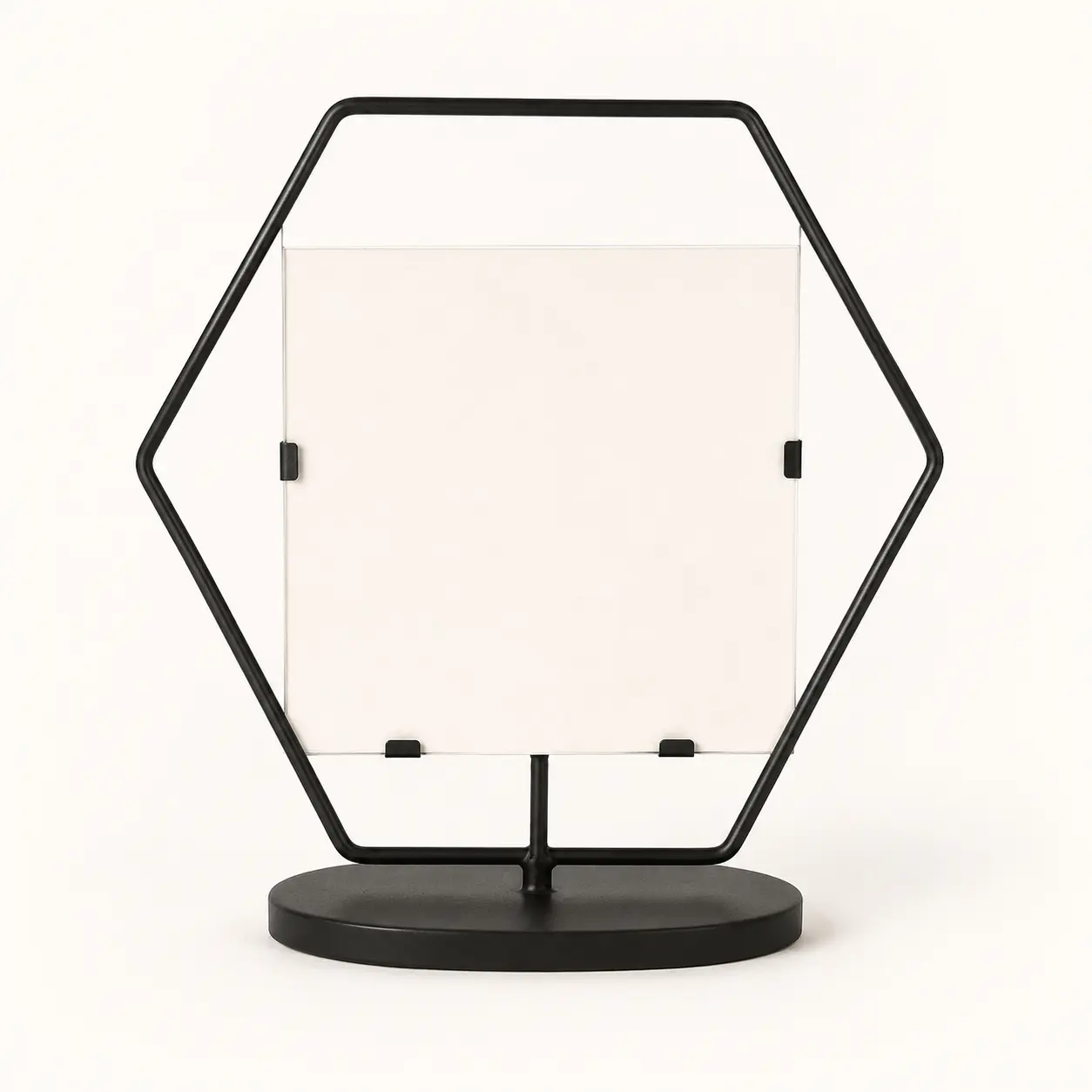 Modern Hexagon Tabletop Picture Frame – Black, 4 x 4 Inches