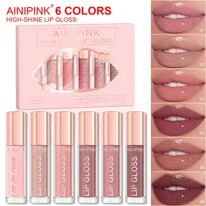 AINIPINK 6Pcs High-Shine Lip Gloss Set | Shimmer Glitter Lip Oil, Hydrating & Non-Sticky | TikTok Viral Nude Lip Makeup for All Skin Tones shop cruelty free super  stay  viny  link personalised  gifts sobremi glam  lit  elip  kits vet or beauty base