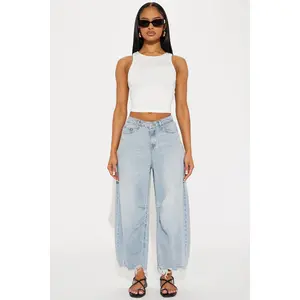 Patron Fray Hem Cropped Barrel Jean - Vintage Wash