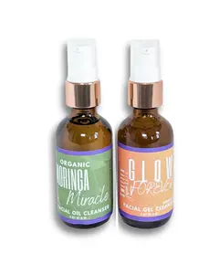 Double Cleanse Step 1 & 2 - Duo Glow Cleanse Moringa Miracle Facial Oil Cleanser + Glow Forever Facial Gel Cleanser | Oil Cleanser | Gentle | Light Oil Cleanser | Makeup Remover