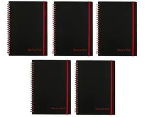 USED-Black n' Red Twin Wire Poly Cover Notebook, 8-1/4 x 5-7/8 inches, Black/Red, 70 Ruled Sheets (C67009) (5) (Unknown)