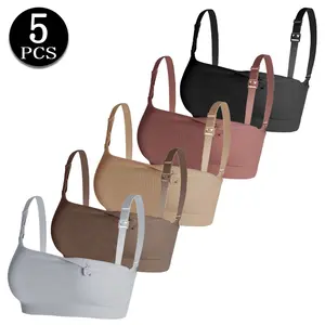 5 PCS Nursing Bras with One-Handed Clasp, Ribbed Maternity Wireless Bras for Breastfeeding, Adjustable Straps, Postpartum Everyday Essentials