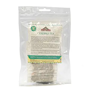 Aztecan Cerebro Tea - 12 Teabags for Cerebral Function Support with Gotu Kola, Eleuthero Root & Ginkgo - Caffeine-Free Herbal Blend - Beverage