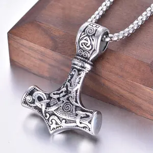One Piece Nordic Viking Warhammer Necklace, Men's Party Jewelry, Vintage Odin Pendant, Stainless Steel ChainBirthday Gift
