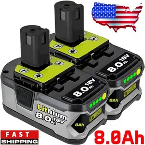 CLEARANCE SALE 2PACK For RYOBI 18V 8.0Ah P108 High Capacity Battery 18Volt Lithium-Ion One Plus Long Endurance high quality with LED indicator 100% NEW Power Tools