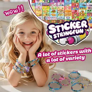 Sticker Handmade DlY BraceletKit, Including 80 MiniStickersBeads,Sticker Book, BraceletHair Tie, Hair Clip,DlYAccessories for Girls Brithday gift