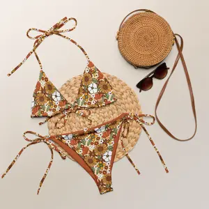 Retro Flower Bundle 70s Vibe Recycled String Bikini and Festival Wear