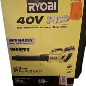 RYOBI 40V HP BRUSHLESS WHISPERER BLOWER KIT WITH BATTERY AND CHARGER 650 CFM