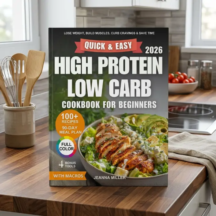 Quick and Easy High Protein Low Carb Cookbook for Beginners, 100 Plus Simple Recipes and 90 Day Meal Plan, Easy High Protein Meal Prep Guide for Busy Lifestyles, Family Friendly Low Carb Recipes and Everyday Home Cooking Ideas